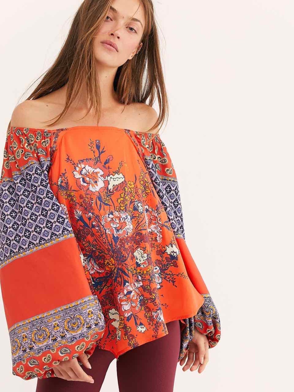 Free People Positano Printed Blouse Small